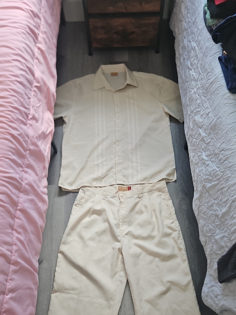 Jordan by Claudio Nucci Men's 2-Piece Matching Casual Set Cream Beige XL 38/32